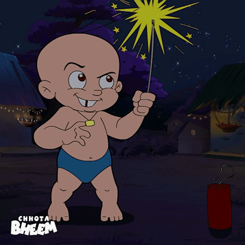 Chhota Bheem Holding Firework GIF