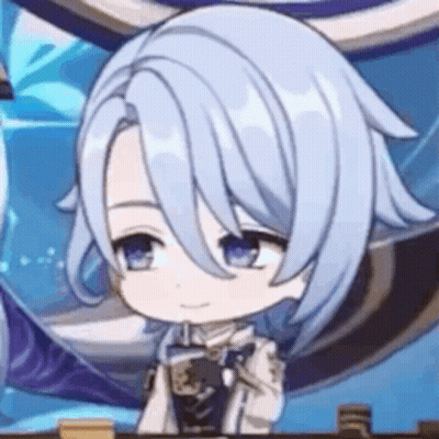 Chibi Anime Character With Blue Eyes And White Hair GIF