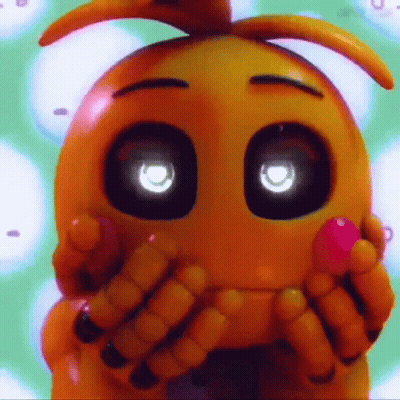 Chica Covering Mouth With Pink Candy GIF