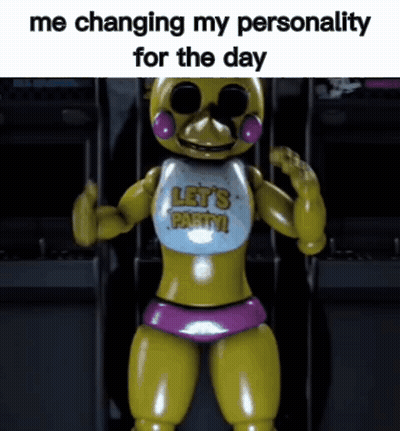 Chica From Five Nights At Freddy 'S Is Wearing A Let 'S Party Shirt . GIF