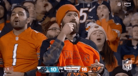 Chicago Bear Fan Chewing Down Food GIF