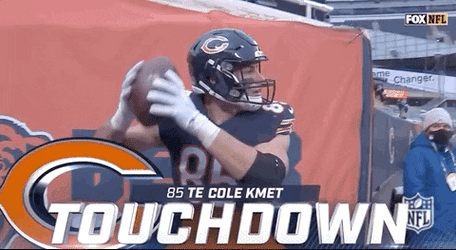 Chicago Bear Player Cole Knet Touch Down GIF