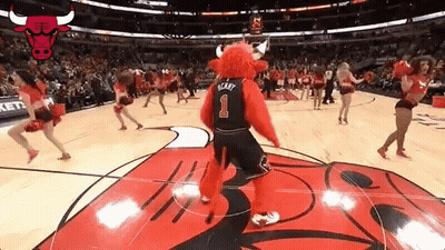 Chicago Bulls Mascot Dancing On Basketball Court GIF