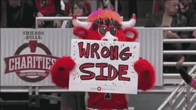 Chicago Bulls Mascot Holds Wrong Side Sign GIF