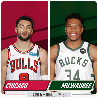 Chicago Bulls Vs Milwaukee Basketball April 5 8:00 PM ET GIF