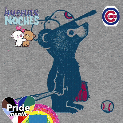 Chicago Cubs T-Shirt Bear Holding Bat GIF