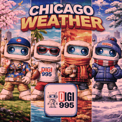 Chicago Weather Poster With Four Robots GIF