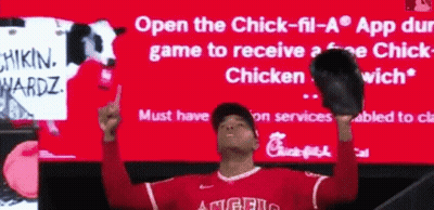 Chick-Fil-A Sign Behind Baseball Player Holding Glove GIF
