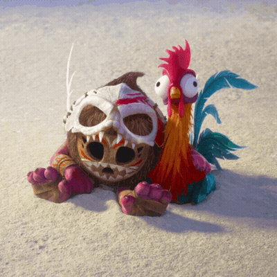 Chicken And Coconut On Sand GIF