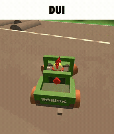 Chicken Driving Green Roblox Car GIF