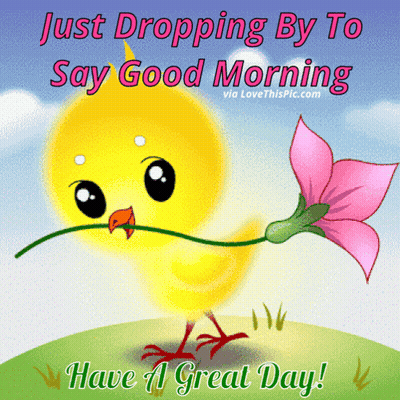Chicken Holding Flower Saying Good Morning GIF