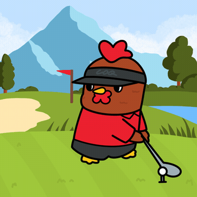 Chicken Holding Golf Club And Visor GIF