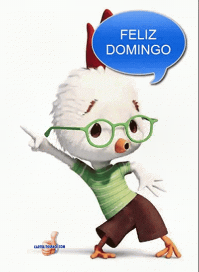 Chicken In Glasses Green Shirt Saying Feliz Domingo GIF