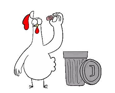 Chicken Next To Trash Can Throwing Item Sticker