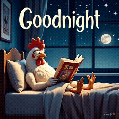 Chicken Reading Book Goodnight GIF