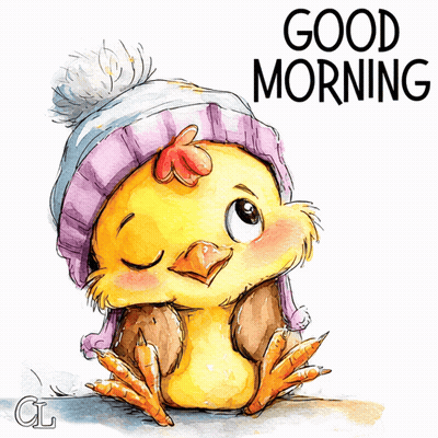 Chicken Wearing Hat Saying Good Morning GIF