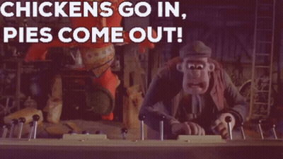 Chickens Go In Pies Come Out Cartoon GIF