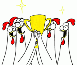 Chickens Holding Trophy Winner Winner Chicken Dinner GIF
