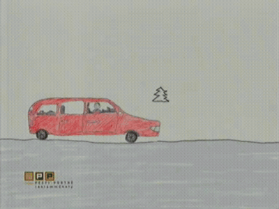 Child Drawing People Crossing Street With Stop Sign GIF