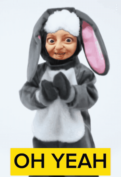 Child In Bunny Costume Saying Oh Yeah GIF
