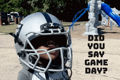 Child In Football Helmet Saying Did You Say Game Day GIF