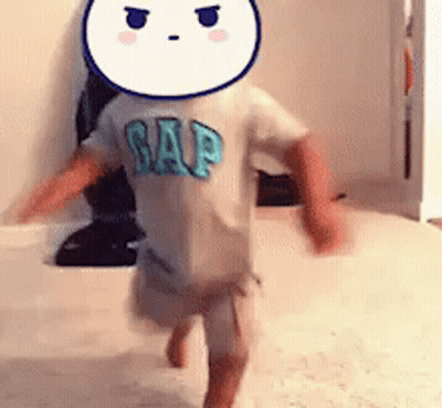 Child In Gap Shirt Running In Room GIF
