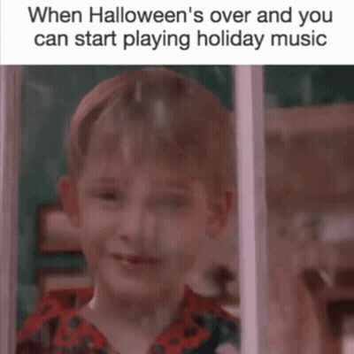 Child Looking Out Window When Halloween's Over And You Can Start Playing Holiday Music GIF