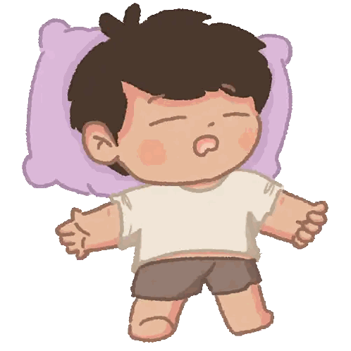 Child Lying On Purple Pillow Sticker
