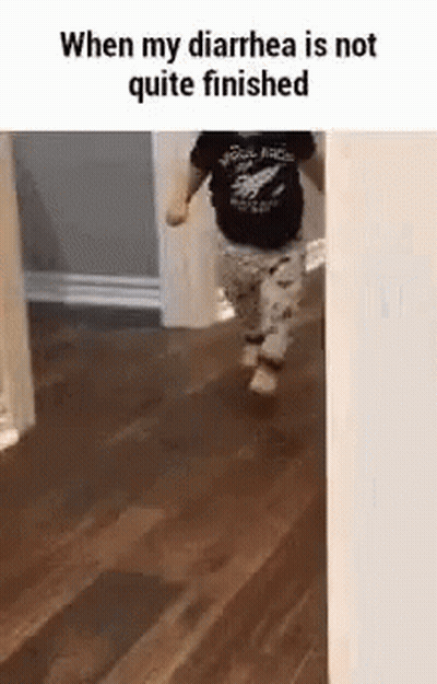 Child Running In Hallway With Water Bottle GIF