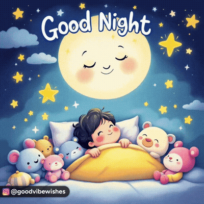 Child Sleeping With Teddy Bears Good Night GIF