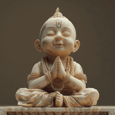 Child Statue With Letter U On Forehead GIF
