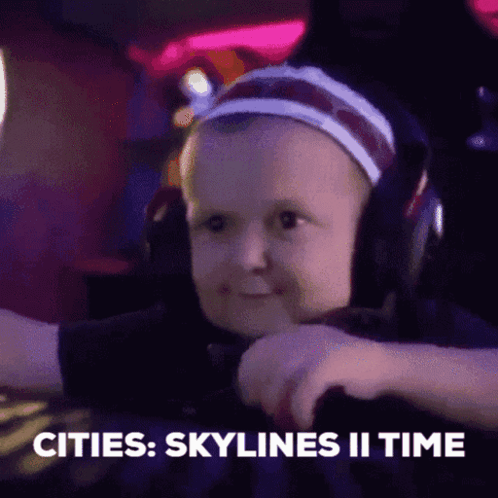 Child Wearing Headphones With Cities Skylines II Time GIF