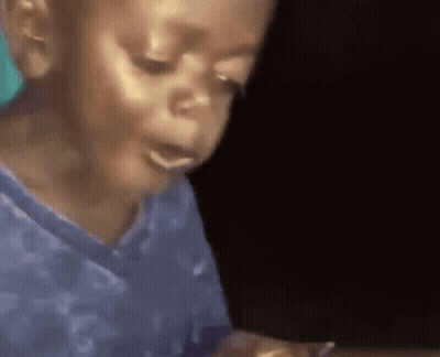 Child With Mouth Open And Blue Shirt GIF