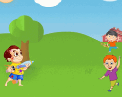 Children Celebrating Happy Holi Animation GIF