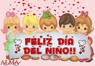 Children Holding Feliz Dia Del Niño Sign GIF