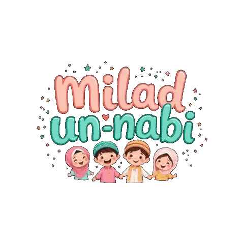 Children Holding Hands In Front Of Milad Un-Nabi Sticker