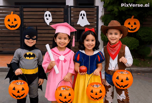 Children In Halloween Costumes Pixverse.ai GIF
