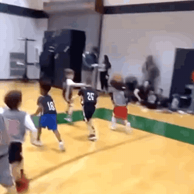 Children Playing Basketball On Court GIF