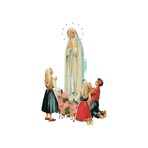 Children Praying In Front Of Mary Statue Sticker
