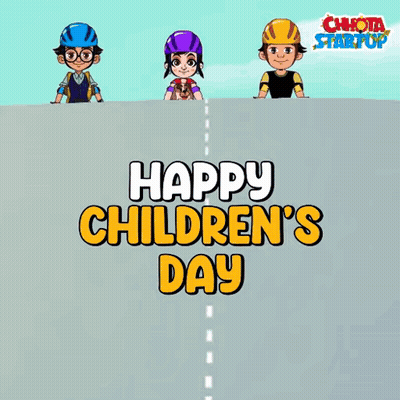 Children's Day Greeting Card With Boys On Seesaw GIF
