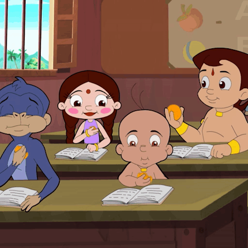 Children Sitting At Desks In Classroom GIF