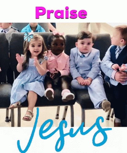 Children Sitting On Couch Praising Jesus GIF