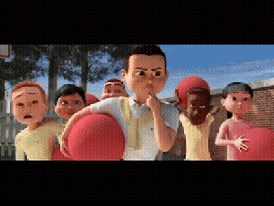Children Surrounding Boy With Red Balloon GIF