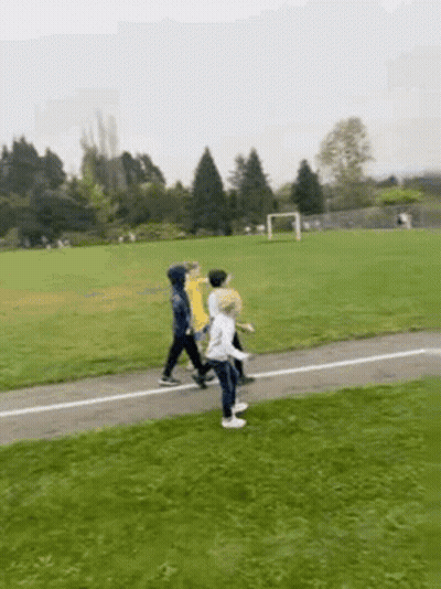 Children Walking Along Path In Field GIF