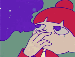 Chill Animated Girl Smoking Stars GIF