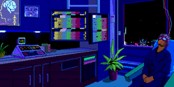 Chill Night Glitch Pixel Art GIF