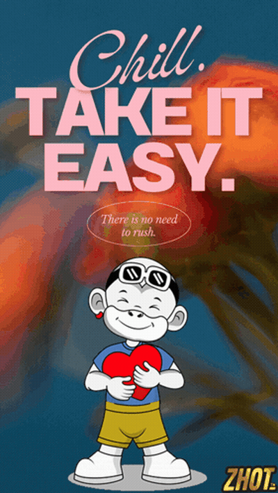 Chill Take It Easy Poster Cartoon Holding Heart GIF