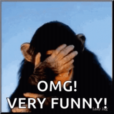 Chimpanzee Covering Face Saying OMG Very Funny GIF