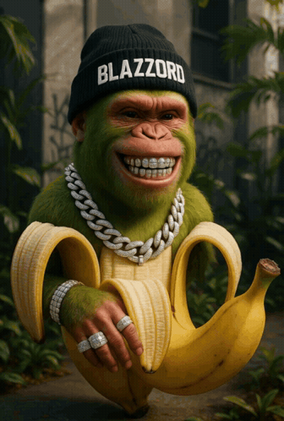 Chimpanzee In Black Beanie With Blazzord GIF