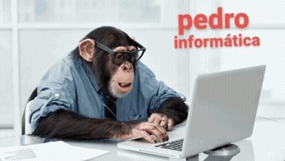 Chimpanzee With Glasses At Laptop Pedro Informatica GIF
